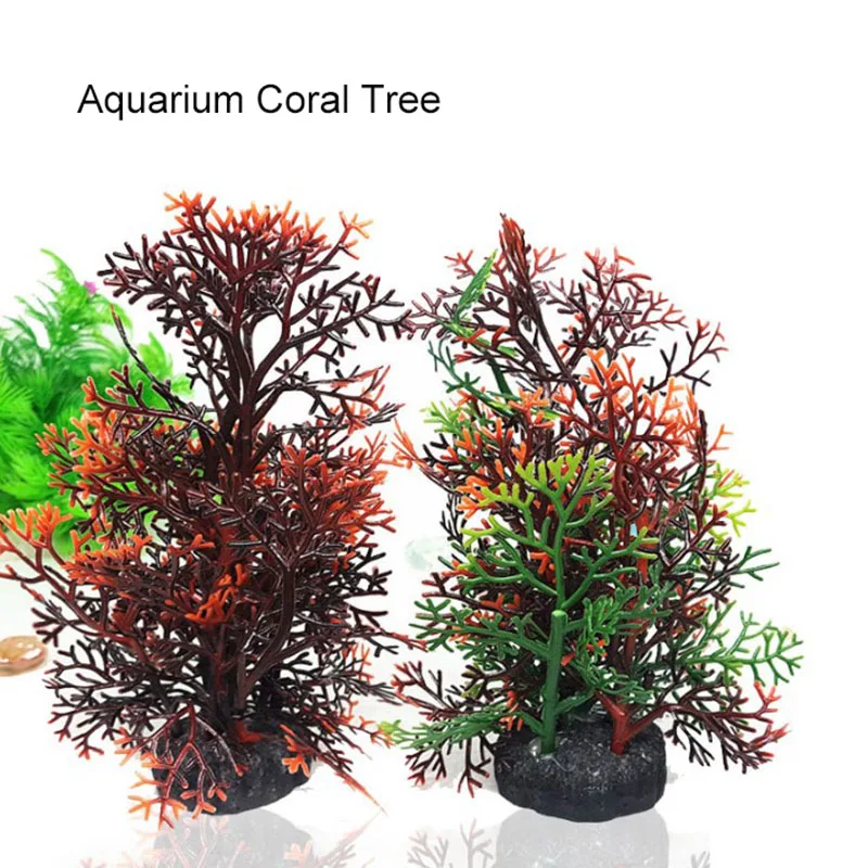 Enfeite de plantas para aquário, decoração de paisagem, coral, água, grama, árvore de 2 cores, alta qualidade