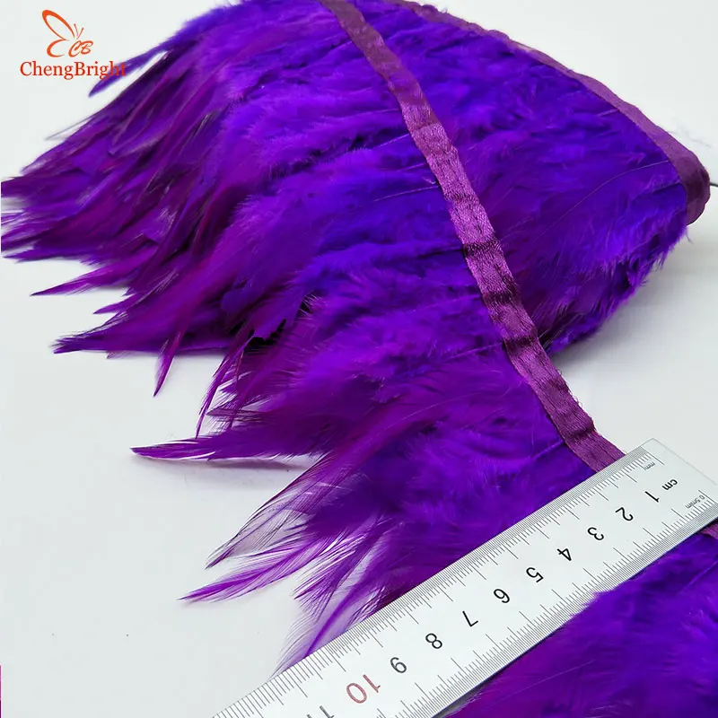 ChengBright  10Yards Chicken Cock Feathers Trim Cloth Sideband Chicken Pheasant Feather Trims Clothing Wedding Feather Ribbon A