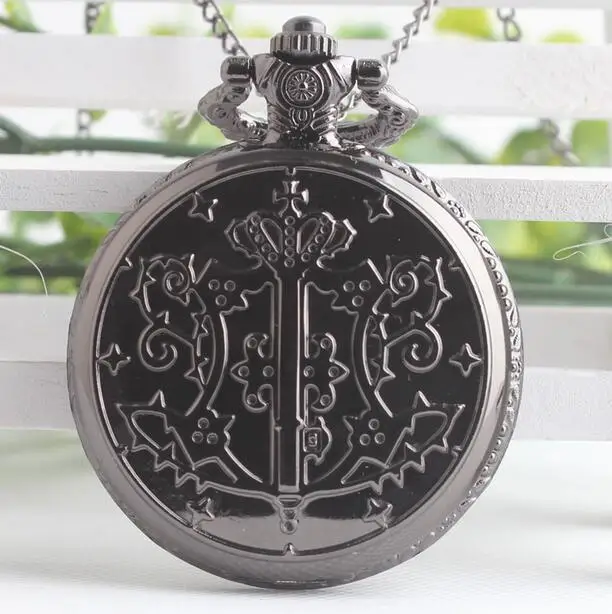 Vintage Kuroshitsuji Black Butler Sebastian Theme Pocket Watch With Necklace Chain Free Shipping