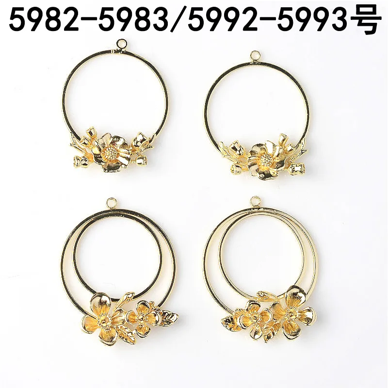 

50pcs Gold Color Alloy Material Flower Connector Charm Flower Circle pendant For Earring DIY Wedding Handmade Jewelry Making