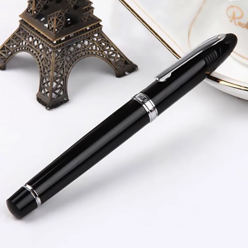 

Duke Classic Fountain Pen 911 Big Shark Shape Noble Black Full Metal Iridium Medium Nib Writing Pen Business Office Supplies