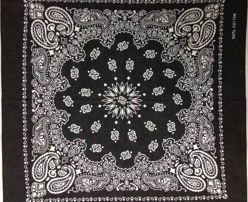 FOXMOTHER  New Hip Hop 100% Cotton 55cm*55cm Black Red Paisley Printed Bandanas For Women/Men/Boys/Girls