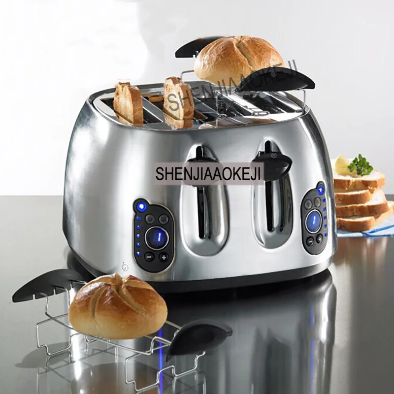 bread toaster Household automatic high-end stainless steel toaster 4 tablets Commercial toaster 220V 1600W 1PC