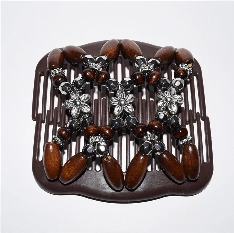 standard comb silver flower brown  beads 20pcs/lot magic comb