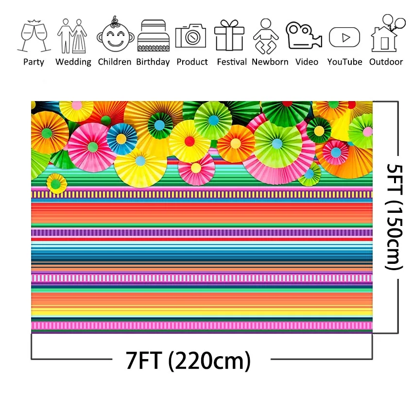Mexico Fiesta Theme Photography Backdrop Cinco De Mayo Colorful Flowers Mexican Festival Fiesta Party Banner Backdrops