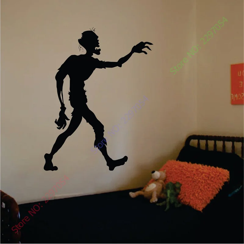 

Happy Halloween Zombie Version Cool Living Room Vinyl Carving Wall Decal Sticker for Holiday Party Home Window Decoration