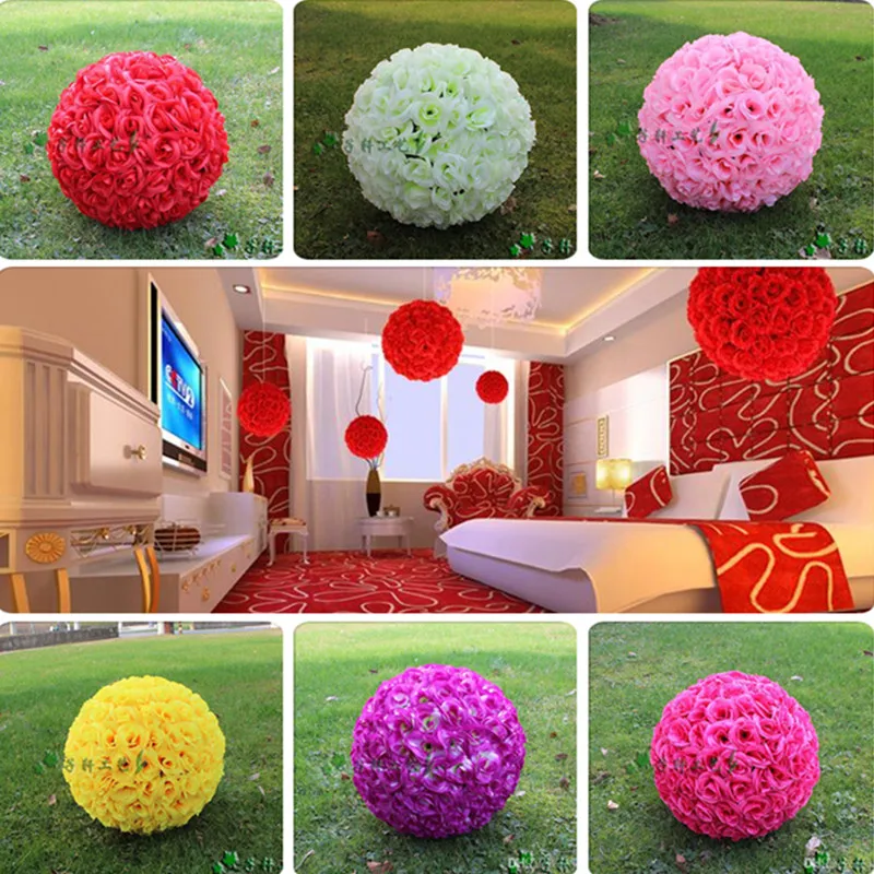 9 Colors 12'' Kissing Ball Pomander Flowers Ball Artificial Rose Kissing Balls For Wedding Party Supplies Free Shipping