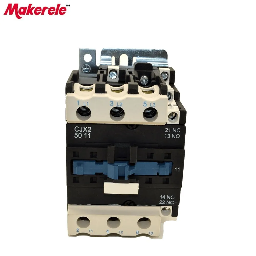 

CJX2-5011 AC Contator 50A 3 Phase 3-Pole LC1 380V 220V 110V 36V 24V 3P+1NO+1NC 50/60Hz Din Rail Mounted AC Contator