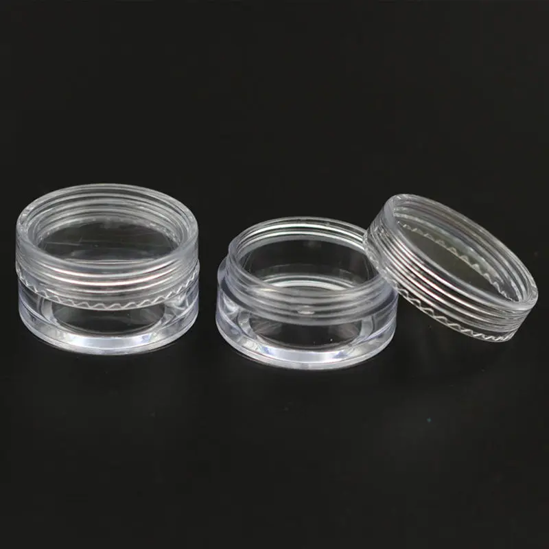 

100pcs/Lot 10g Transparent Round Base PS Cream Jar Bottle With Clear Lid Cosmetic Plastic Sample Container For Nail Art Storage