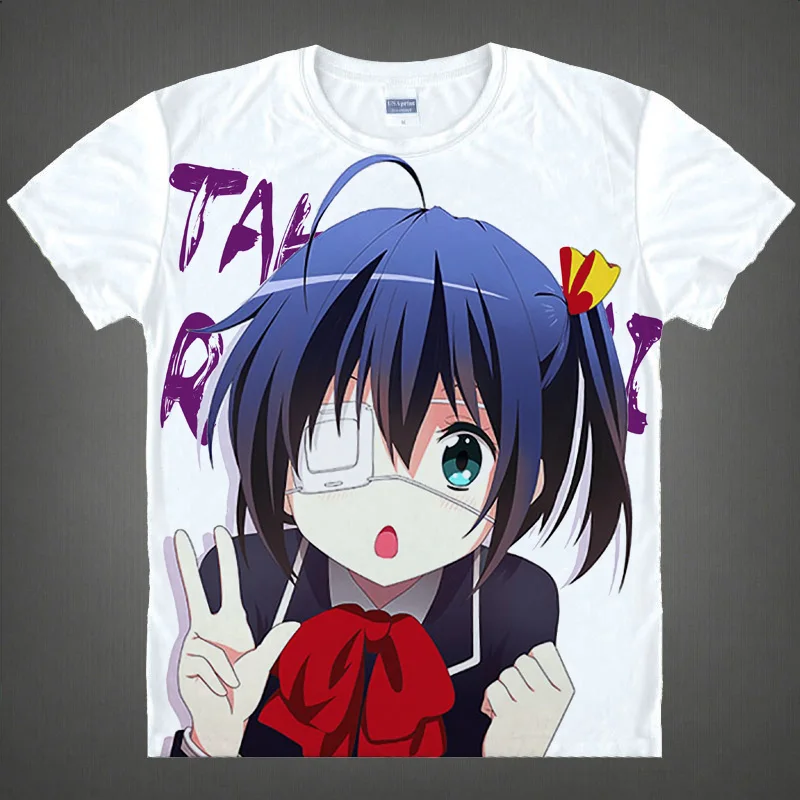 Coolprint Anime Shirt Love, Chunibyo & Other Delusions T-Shirts Short Sleeve Togashi Yuuta Rikka Takanashi Cosplay Motivs Shirts