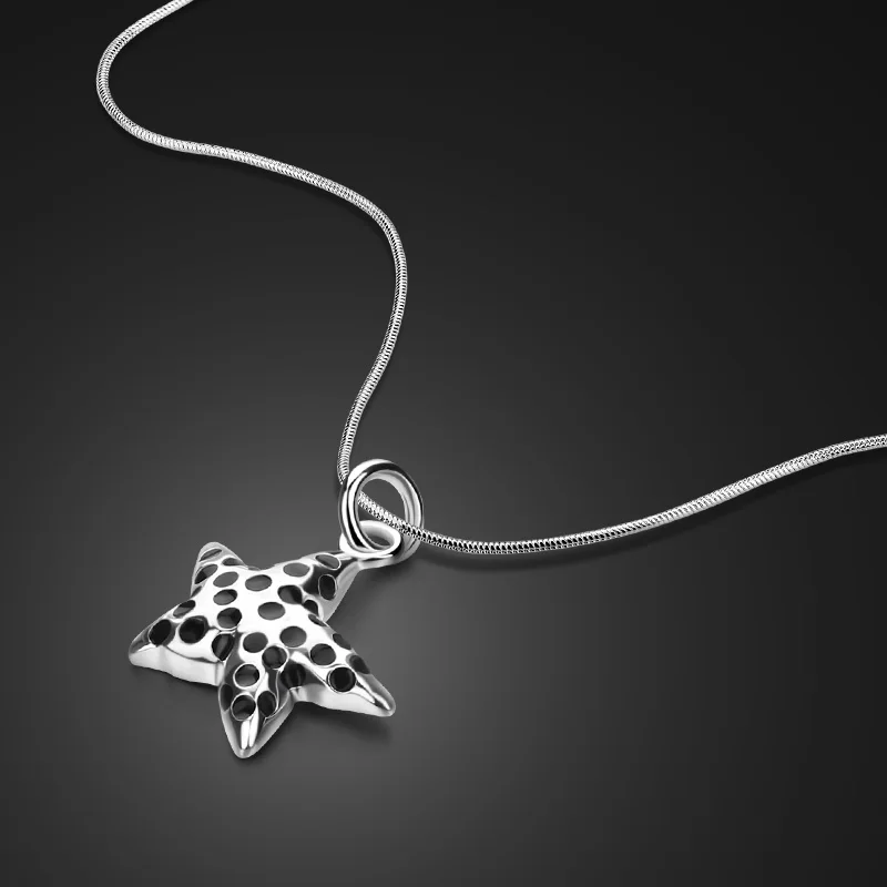 

Creative Starfish Pendant Necklace for Women 925 Sterling Silver Small Star Snake Chain Necklace Female Male Xmas Gift jewelry