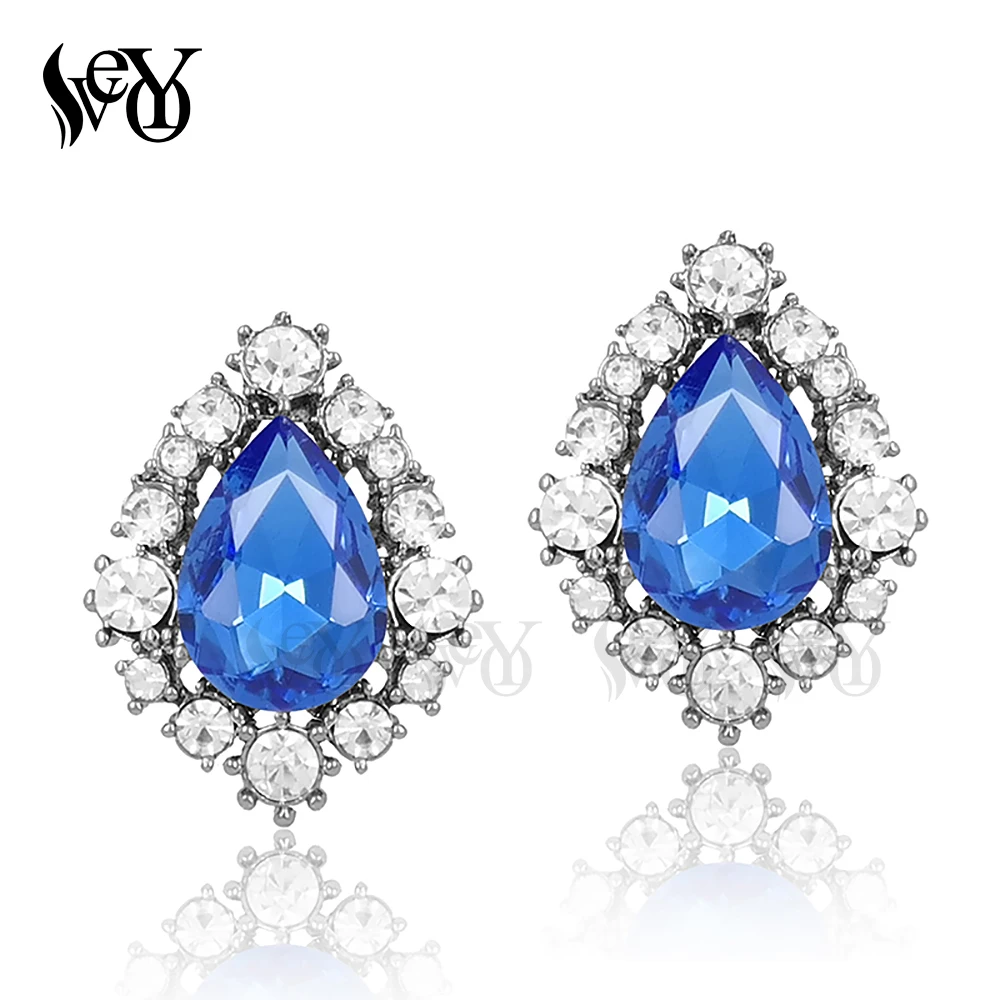 VEYO Round Crystal Stud Earrings for Women Stylish Pendientes Hot Sale Free Shipping Fashion Jewelry