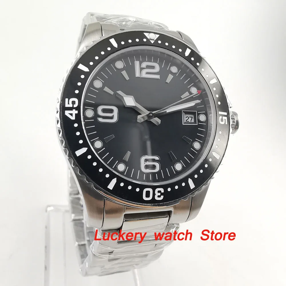 Cristal luminoso saphire para hombre, esfera negra sin logotipo de 40mm, bisel de cerámica negra, movimiento automático, watch-BA89