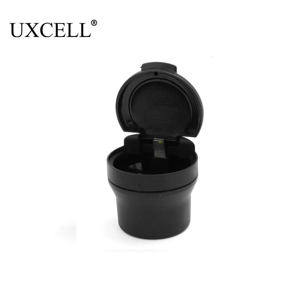 UXCELL 70mm x 75mm Plastic Cylinder Ashtray Cigarette Ash Holder Black for Car Vehicle Stowing Tidying Case