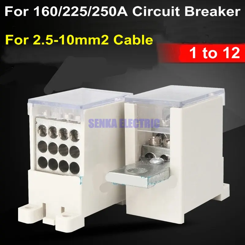 

1pcs 1 to 12 Branches Circuit Breaker Switch Terminal Block for 250A MCCB 2.5-10MM2 Wire Connector
