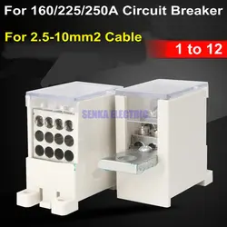 1pcs 1 to 12 Branches Circuit Breaker Switch Terminal Block for 250A MCCB 2.5-10MM2 Wire Connector