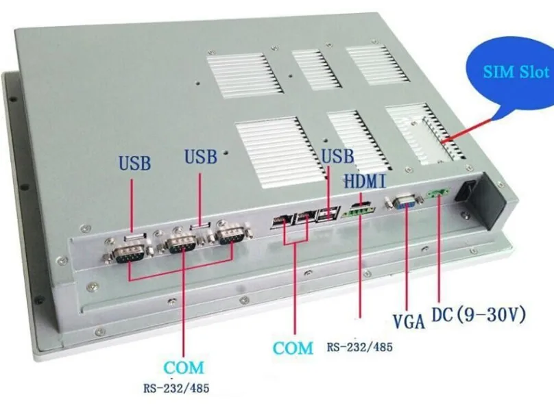 factory price IP65 fanless 12 inch industrial panel pc with touch screen SSD16Gb+2Gb Ram