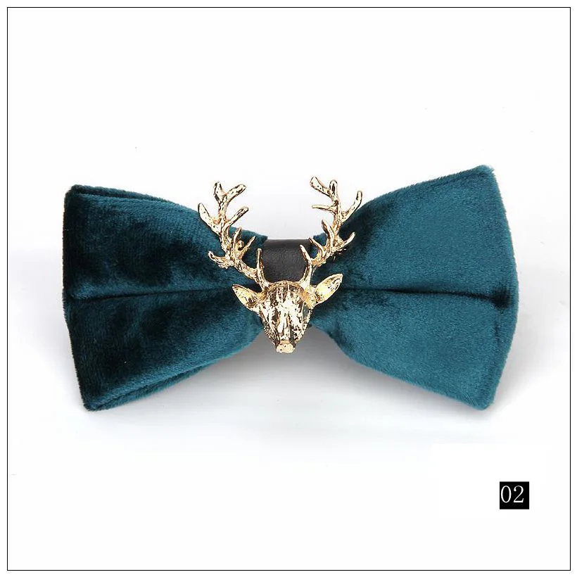 RBOCOTT New Novelty Christmas Elk Bow Ties Mens Pleuche Animal Bowtie Luksusowa solidna muszka dla mężczyzn Impreza Ślub Biznes