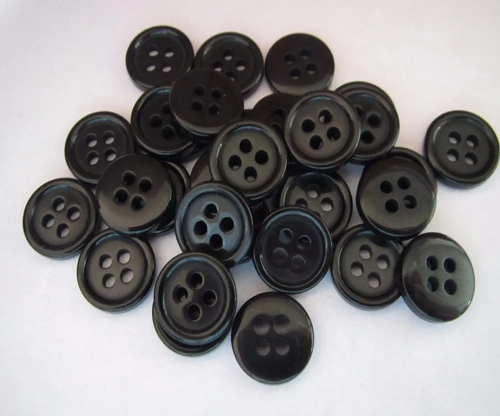 Free shipping     10mm  black 4 holes resin button ployster button whosale can engraved logo  blouse button  200pcs