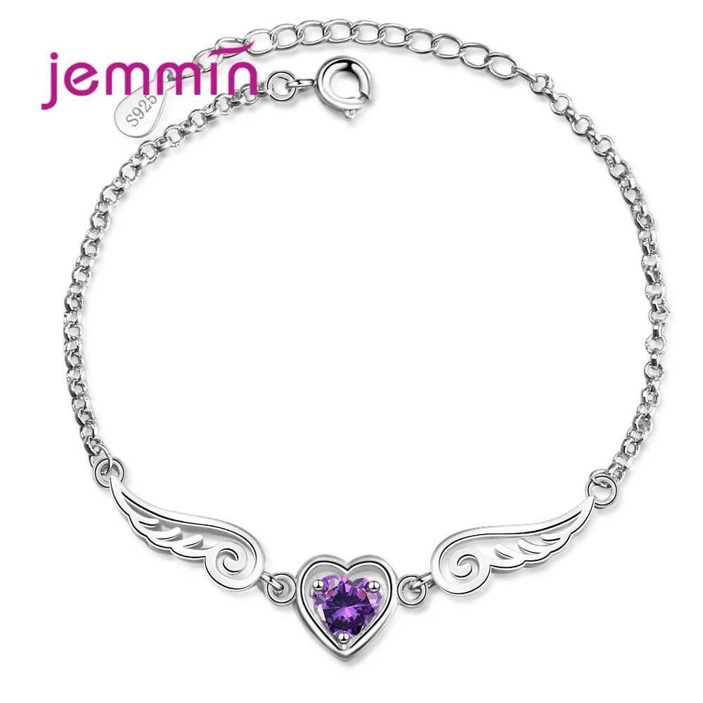 Women 925 Sterling Silver Exquisite Purple Metal Cubic Zircon Bracelet For Wedding Charm Women Bangles Jewelry Pulseira Feminina