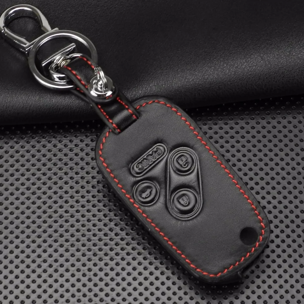 jingyuqin 4 Buttons Remote Flip Car Key Shell Case Cover Leather Fob Entry For Honda Accord Civic Pilot 3 Button +Panic