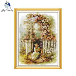 Gioia Domenica Garden girl Contati Punto Croce 11CT 14CT Cotone A Punto Croce Handmade Punto Croce Kit Ricamo Cucito FAI DA TE