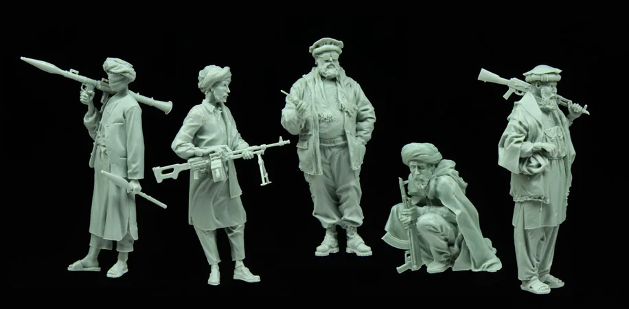 Unpainted Kit  1/ 35 Afghan Rebels Big Set 5 figures   figure Historical  Figure Resin  Kit