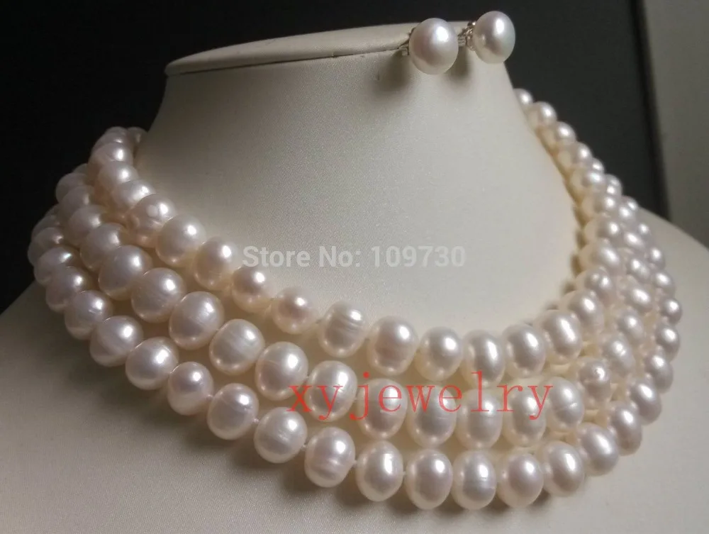 Nice genuine cultured 8-9mm white off round pearl necklace 48 \