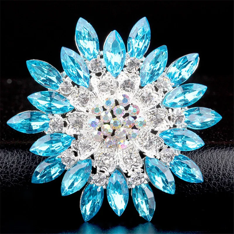 DIEZI Korean New Bouquet Colorful Charm Brooch Jewelry Red Flower Crystal Rhinestone Bride For Wedding Brooch Pins Women Brooch