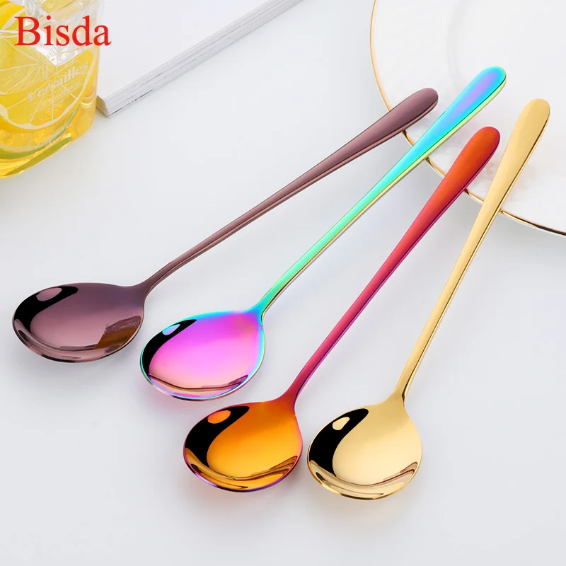 2 Pcs/set Dinner Spoon And Fork Set,Stainless Steel Fork,Gold Dinnerware,Kitchen Utensil Colorful Fork And Spoon