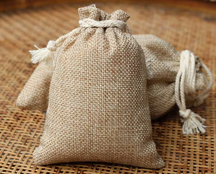 7*9 5pcs Vintage Style handmade Jute Sacks Drawstring gift bags for jewelry/wedding/christmas Packaging Linen pouch Bags