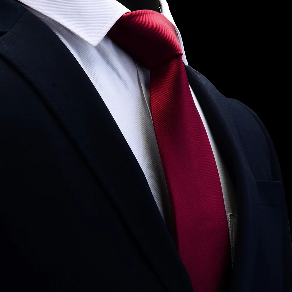 GUSLESON Kwaliteit Jacquard Geweven Zijde Effen Stropdas voor Mannen 8 cm Klassieke Effen Stropdas Rood Marine Goud Geel Stropdassen voor Bruiloft Zakelijk