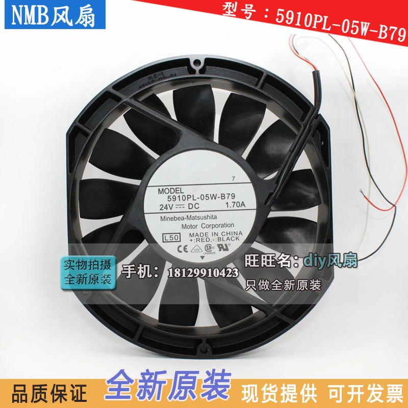 

NEW NMB-MAT Minebea 5910PL-05W-B79 17025 Double Ball bearing 24V 1.95A 17CM high air volume cooling fan