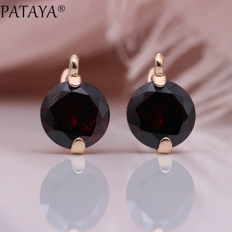 PATAYA 618 Promotion New Gradient Blue Dangle Earrings 585 Rose Gold Color Natural Zircon Round Earrings Women Fashion Jewelry