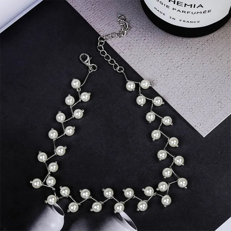 NK284 Hot Trendy Elegance Statement Necklace Charm Simulated Pearl Beads Choker Neck Jewelry For Women Kolye Collier Femme