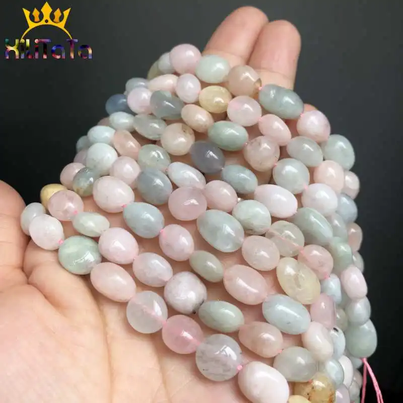 8-10mm Natural Irregular Genuine Morganite Stone Beads Loose Beads For Jewelry Making DIY Bracelet Necklace Accessories 15\'\'