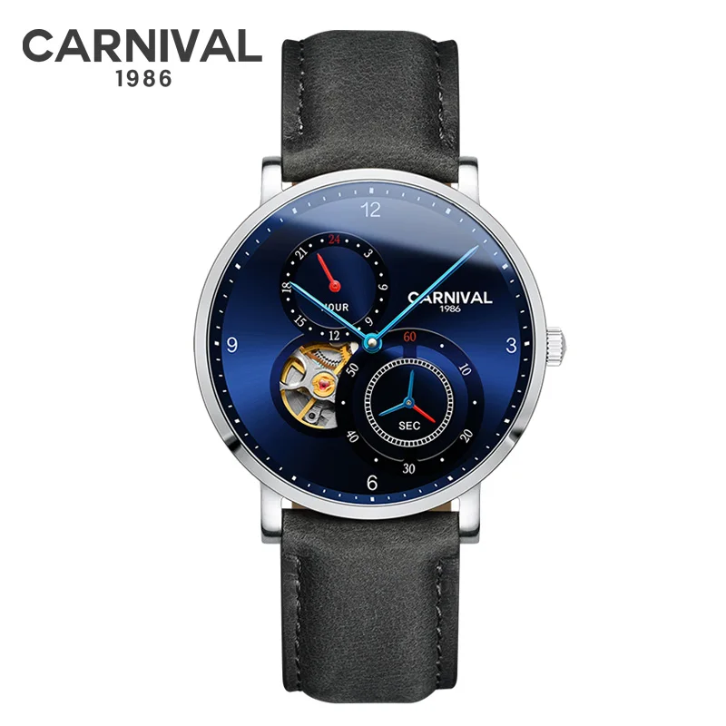 2023Carnival ultrathin tourbillon men watch top brand luxury mechanical watches men full steel clock relogio masculine kol saati