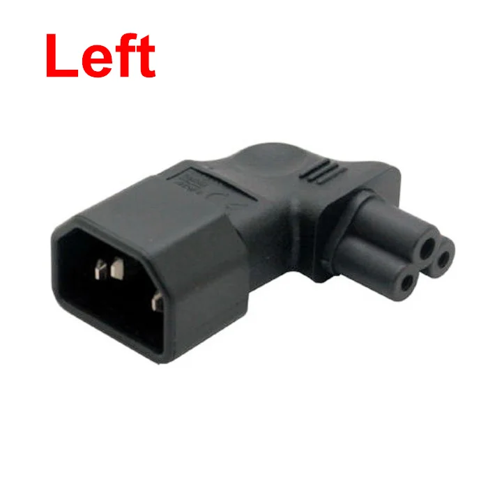 IEC 320 90 Degree 3 Poles Male Socket C14 to Cloverleaf Plug C5 Straight or Right or Left Angled Extension Power Adapter