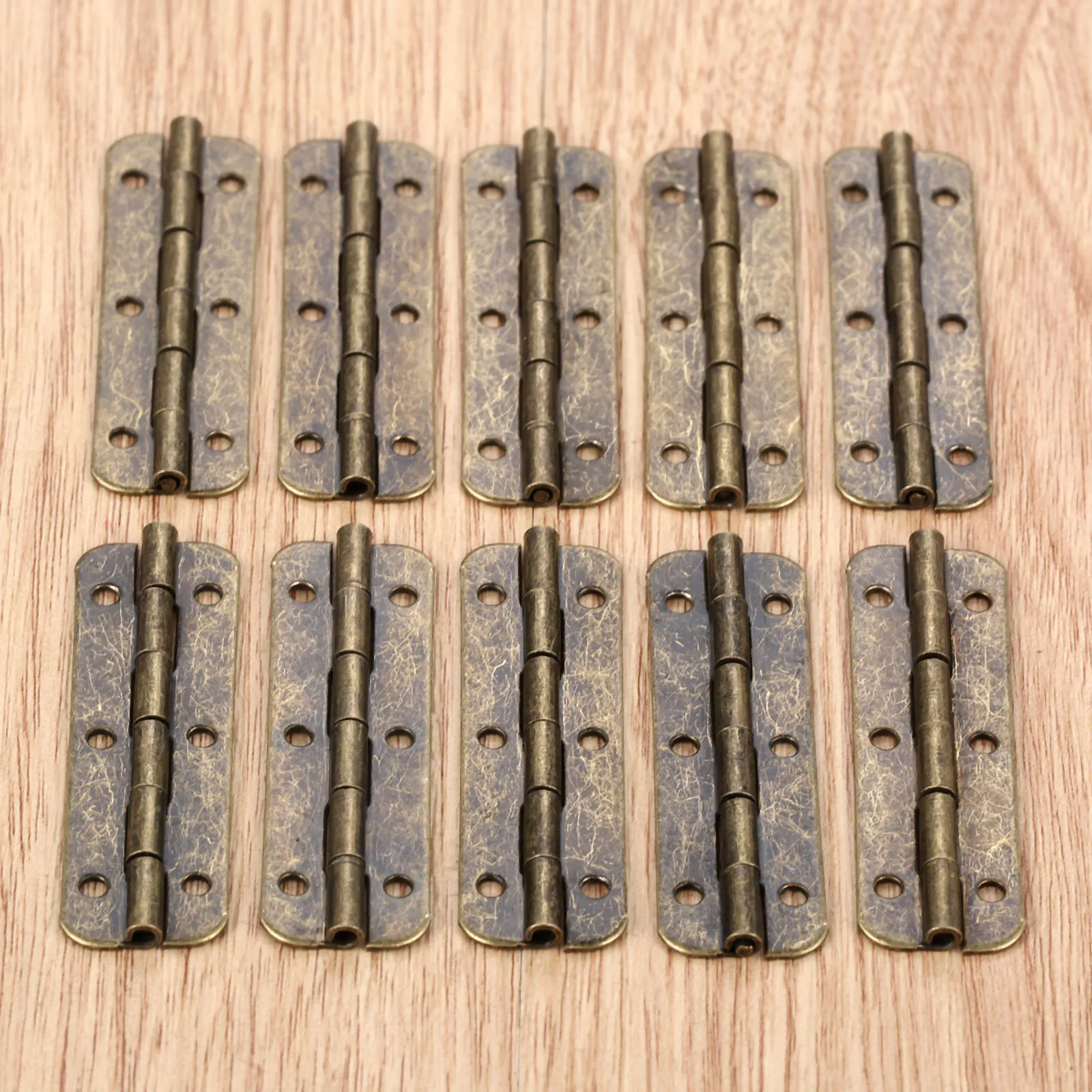 10Pcs Metal Cabinet Door Luggage Long Hinge Antique Vintage Bronze Tone6 Holes Decor Furniture Decoration Hardware