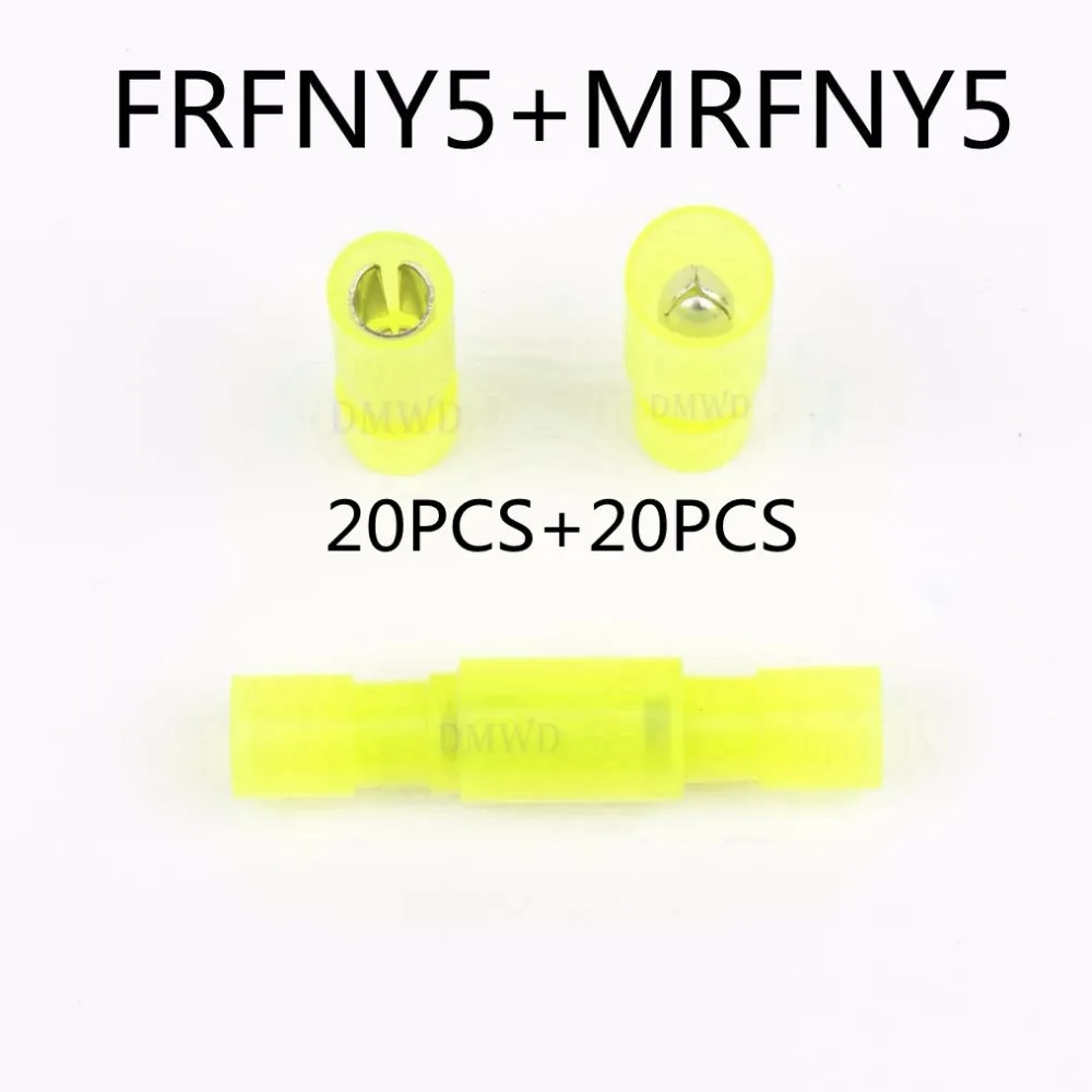 FRFNY MRFNY 40PCS Bullet Shaped NYLON brass Female Male Insulating Joint Wire Connector Crimp Terminal FRFNY+MRFNY AWG12-10