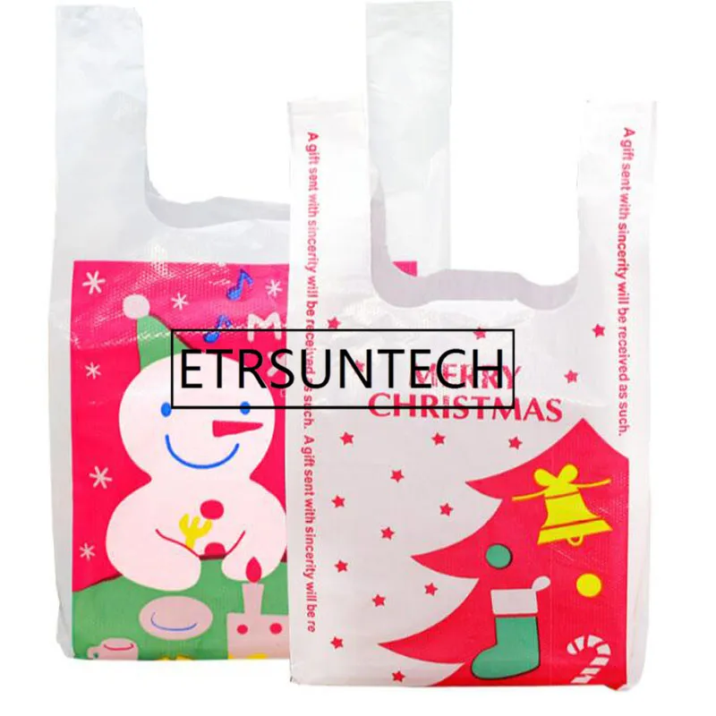 500pcs Red Green Christmas Snowman Merry Christmas Gift Bags Candy Bags For Merry Christmas Party Favors Packaging