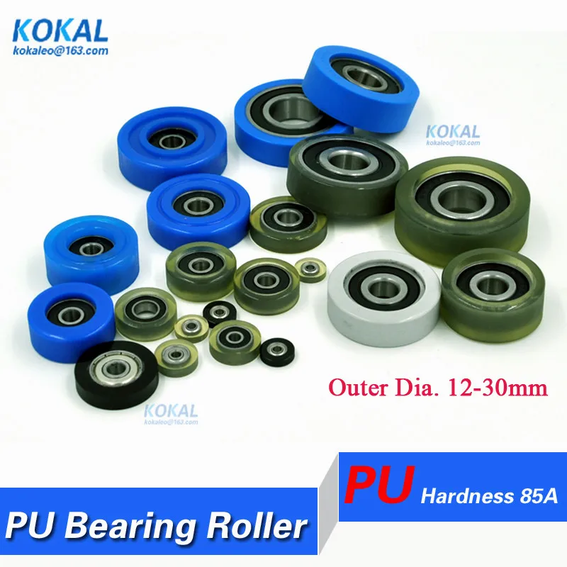 [PU]High quality all kinds Polyurethane TPU PU ball 626 bearing money count machine drawer rubber PU wheel roller pulley 12-40mm