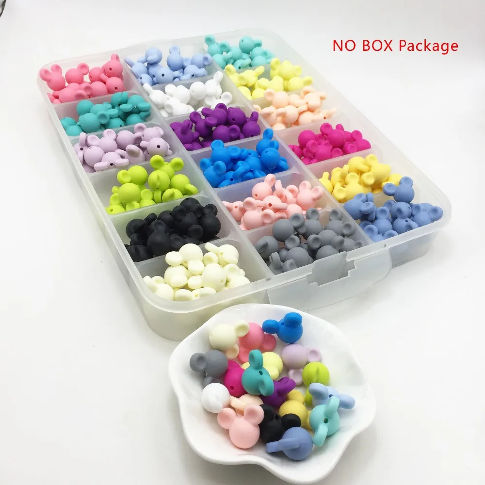 50pcs Mickey Baby Teething Beads Food Grade Cartoon Mouse Shape Beads For Necklaces BPA Free Baby Teether Toy Nursing