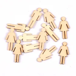20Pcs/set Wood Handicraft Man/lady DIY Wooden Crafts Scrapbookings Accessories Embellishment decorations 10x35mm MT1921