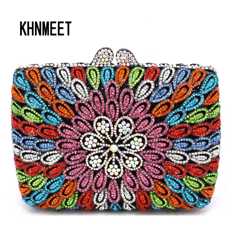 

KHNMEET Designer Crystal Diamond Stones Luxury Clutch Evening Bag Day Clutches Female pochette Purse Party Bag handbags SC534