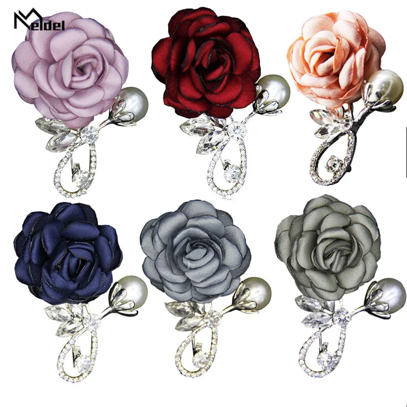 Meldel Corsage Bruidegom Boutonniere Rose Bloemen Rhinestone Nep Parel Broche Partij Prom Corsage Revers Pin Badge Knoopsgat