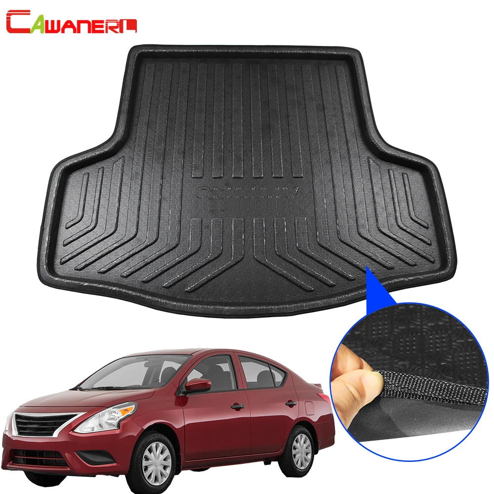 

Cawanerl Car Trunk Mat Tray Boot Liner Floor Cargo Carpet Mud Luggage Pad For Nissan Versa Almera Sunny Latio Sedan 2012-2018