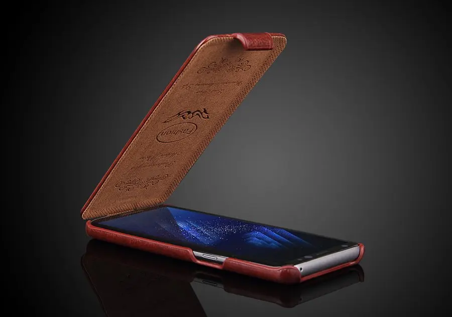 Genuine Leather Vertical Flip Cover Case for Samsung Galaxy S25 Edge S22 S23 Plus S24 Ultra with Free Gift Screen Protector