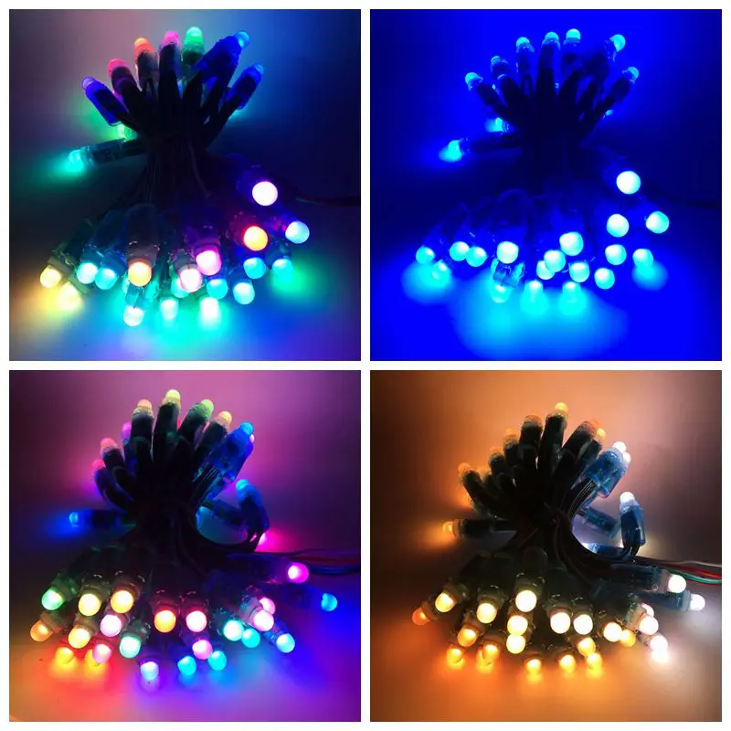 500pcs/lot Christmas Holiday led Pixel light Addressable DC5V 12V 12mm ws2811 ic LED Module Black/Green/White/RWB Wires String
