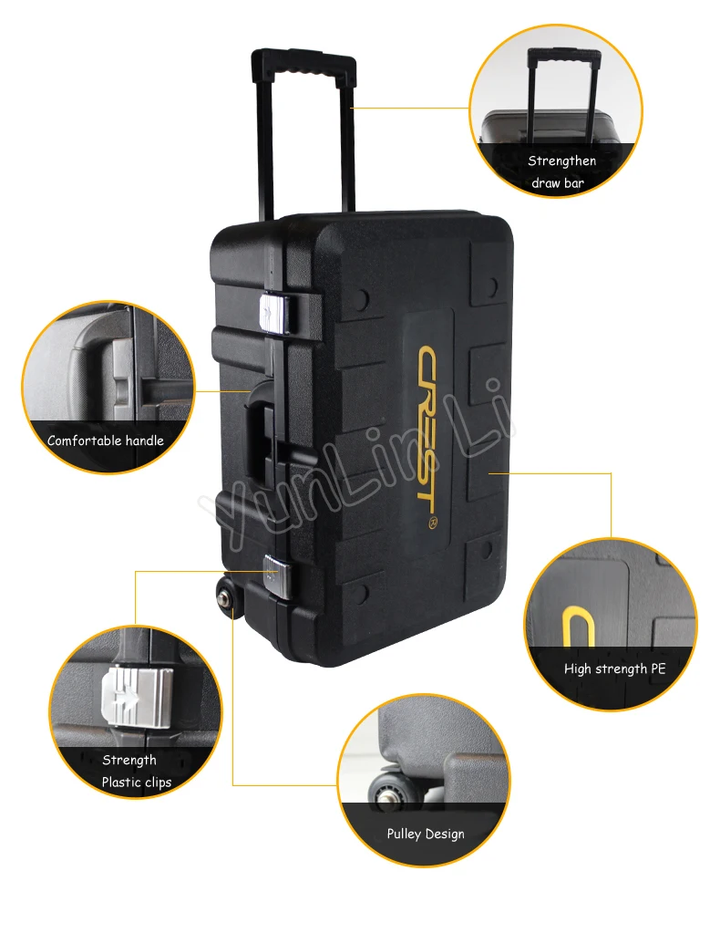 Herramienta de combinación de mantenimiento del hogar multifunción, llave, destornillador, cuchillo, juego de herramientas de mano con caja de herramientas rodantes 105255